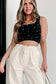 Black pearl sleeveless crop top - tops