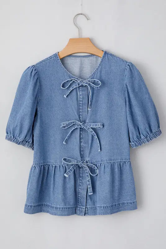 Peplum perfection denim blouse- stylish & comfortable