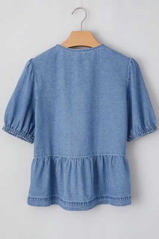 Peplum perfection denim blouse- stylish & comfortable