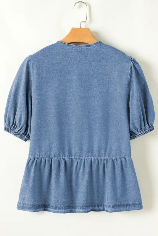 Peplum perfection denim blouse- stylish & comfortable