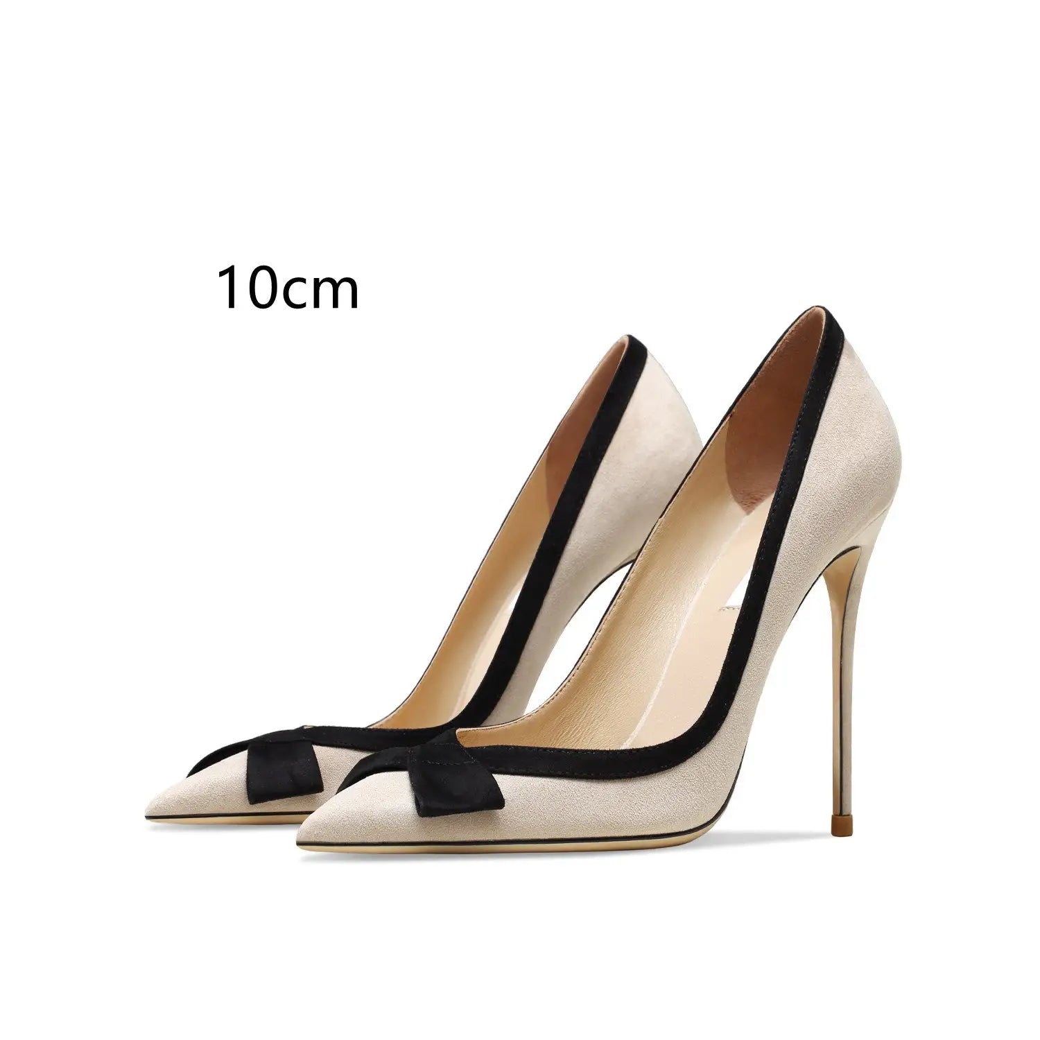 Perfect leather stiletto high heels - apricot / cashmere 10cm / 33 - pumps