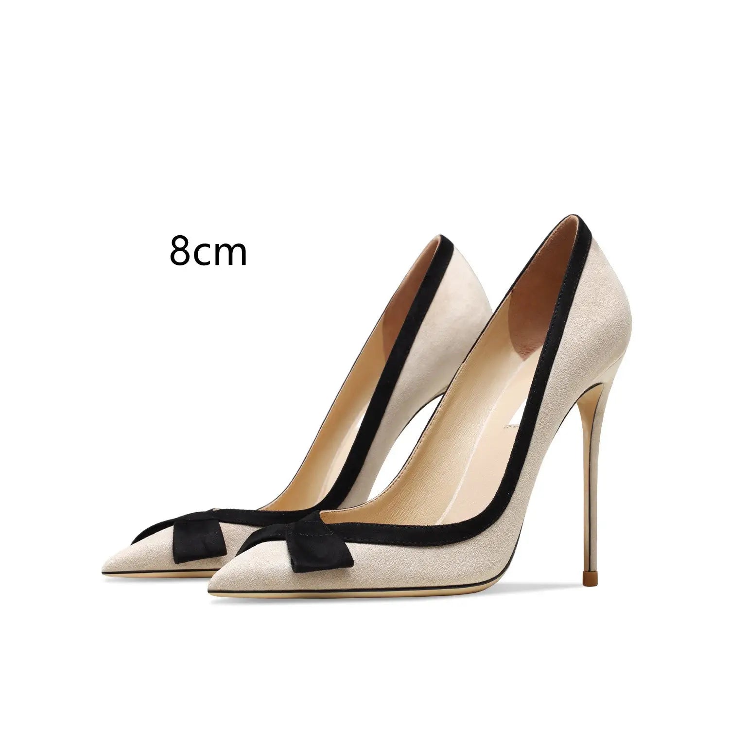 Perfect leather stiletto high heels - apricot / cashmere 8cm / 33 - pumps