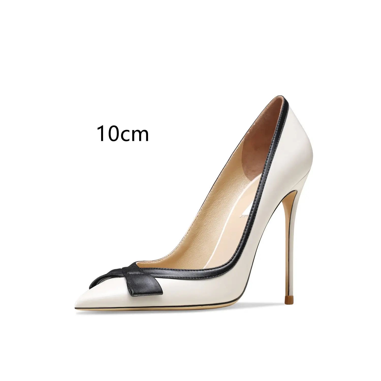 Perfect leather stiletto high heels - apricot / surface 10cm / 33 - pumps