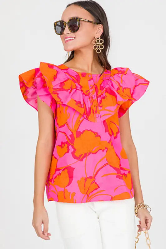 Petal play flutter blouse - floral blouses