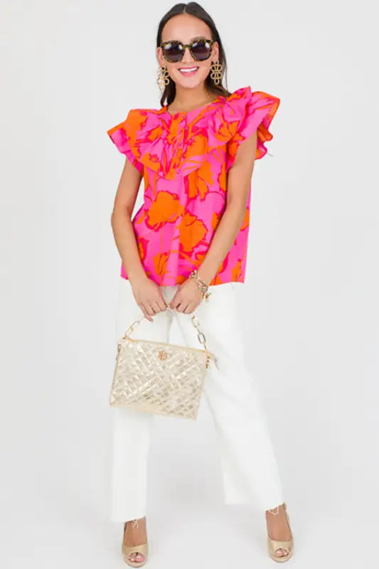 Petal play flutter blouse - floral blouses