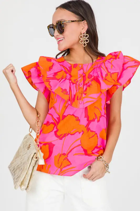 Petal play flutter blouse - floral blouses