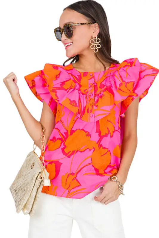 Petal play flutter blouse - floral blouses