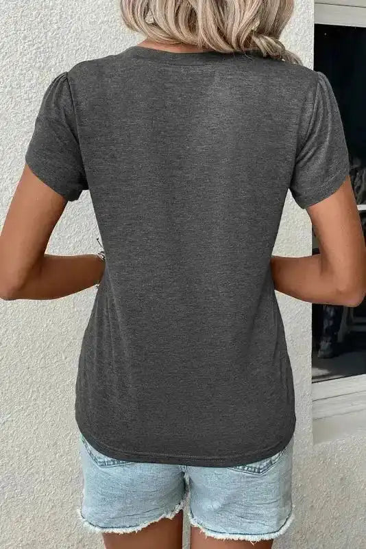 Petal Sleeve V-Neck T-Shirt - Fashionfitz