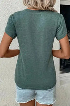 Petal Sleeve V-Neck T-Shirt - Fashionfitz