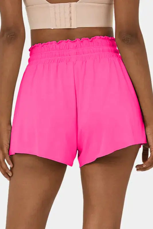 Petal wrap swim shorts - rose red frilly high waist