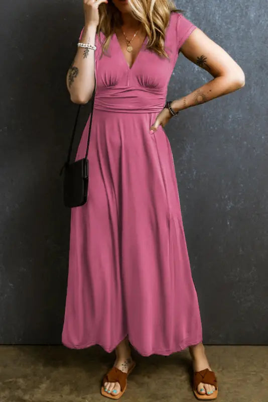 Phalaenopsis high waist maxi dress - s / 65% polyester + 30% viscose + 5% elastane - dresses