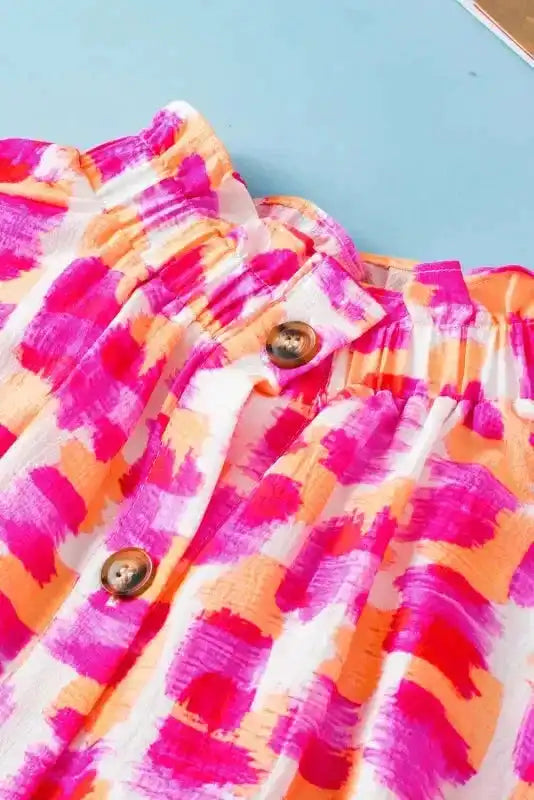 Pink Abstract High Neck Blouse - Fashionfitz