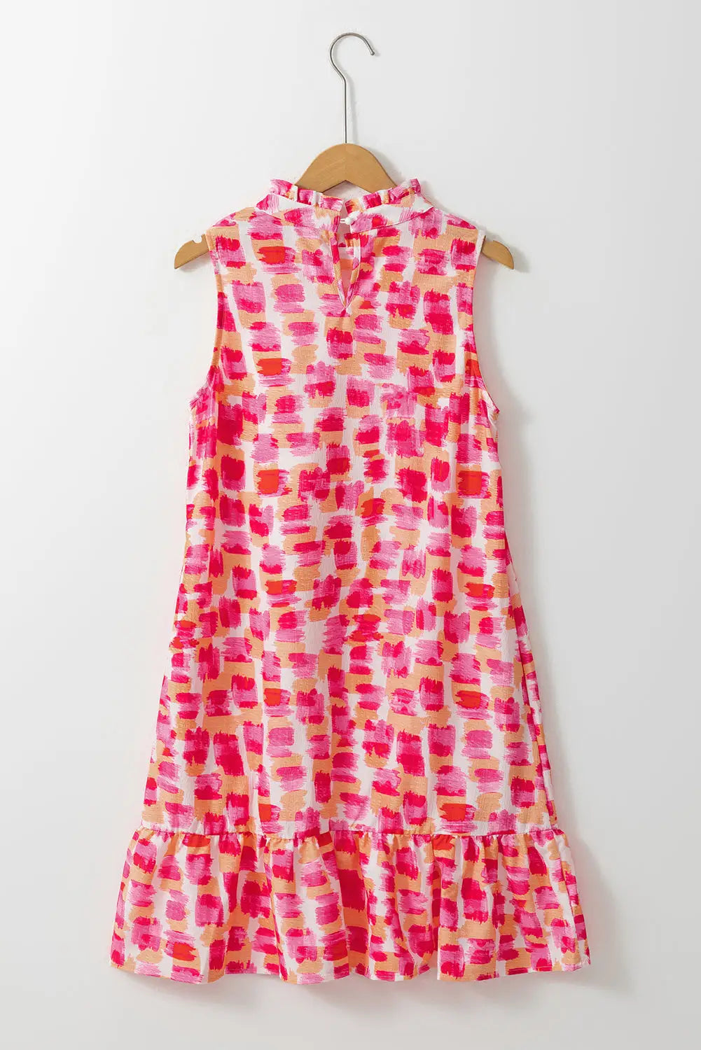 Pink abstract sleeveless mini dress - dresses/mini dresses