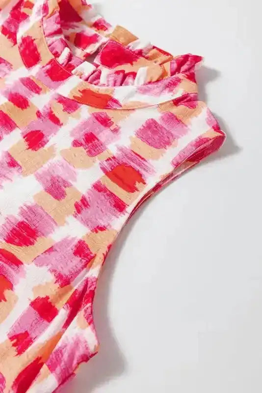 Pink Abstract Sleeveless Mini Dress - Fashionfitz