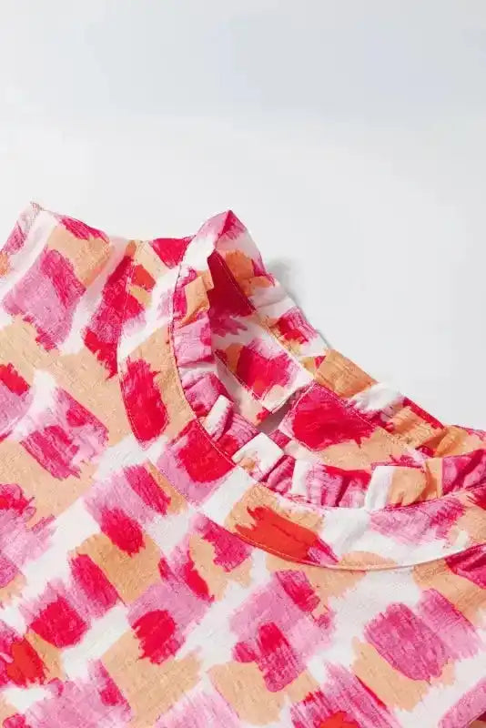 Pink Abstract Sleeveless Mini Dress - Fashionfitz