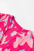 Pink Abstract Tiered Loose Mini Dress - Fashionfitz
