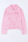 Pink acid wash button flap pocket denim jacket - jackets