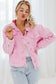 Pink acid wash button flap pocket denim jacket - jackets