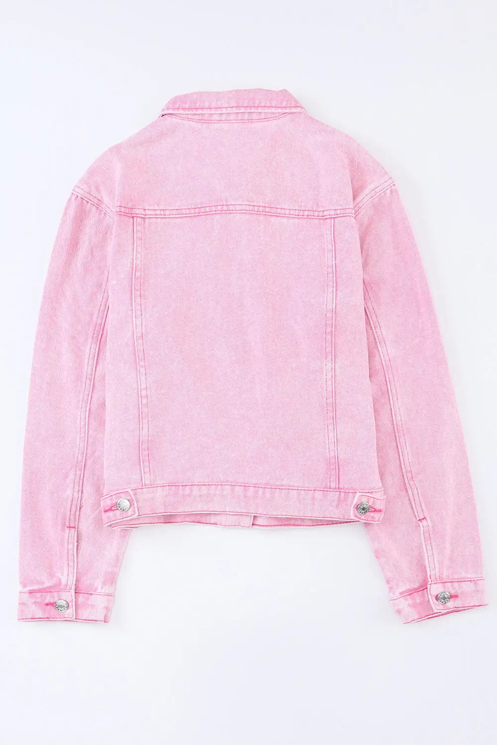 Pink acid wash button flap pocket denim jacket - jackets