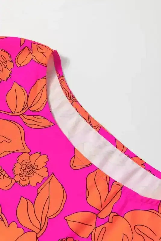 Pink Big Ruffled Sleeve Floral Dress - Fashionfitz