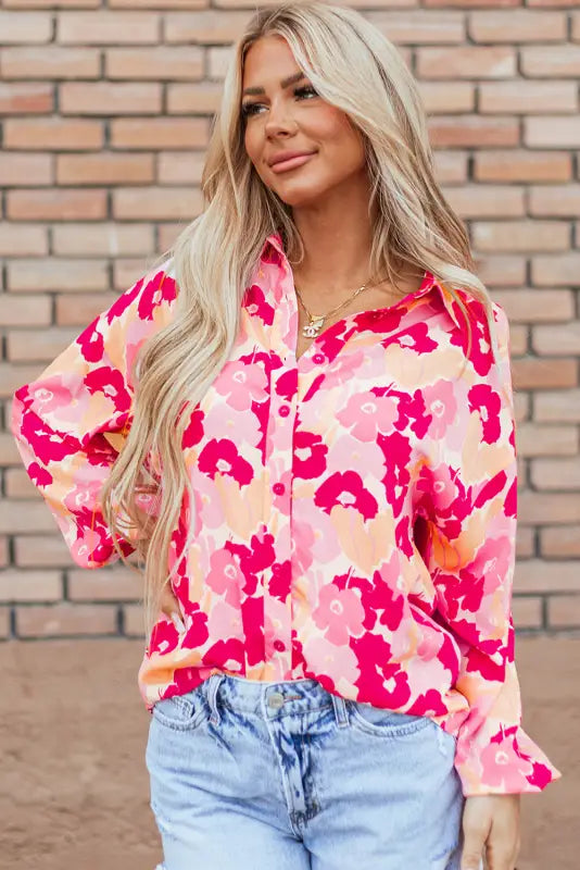 Pink blooming floral shirt | fashionfitz