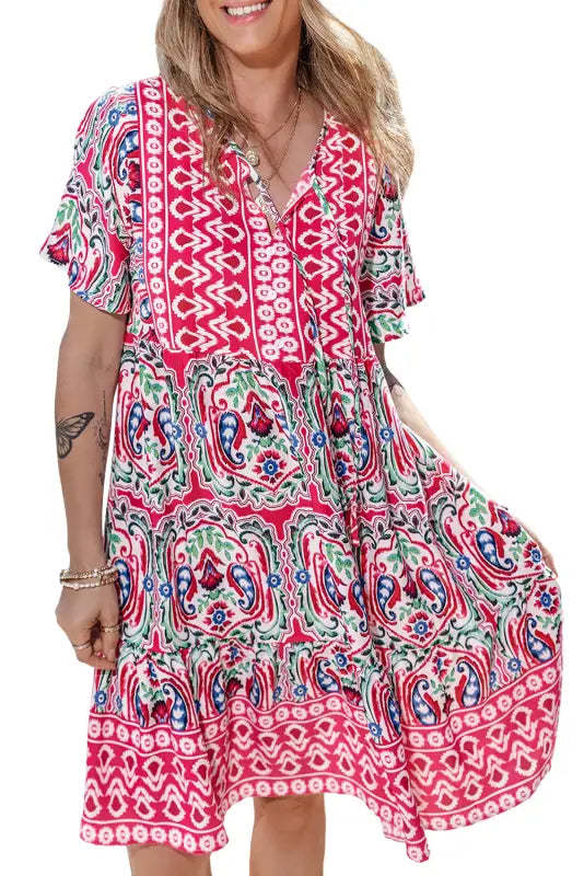 Pink bohemian summer dress - dresses/mini dresses