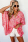 Pink boho floral v-neck kimono style blouse - blouses