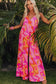 Pink boho jumpsuit - relax relax in a wide leg, pink and orange abstract pattern garment