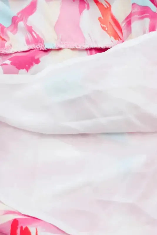 Pink Brush Stroke Smocked Ruffle Dress - Fashionfitz