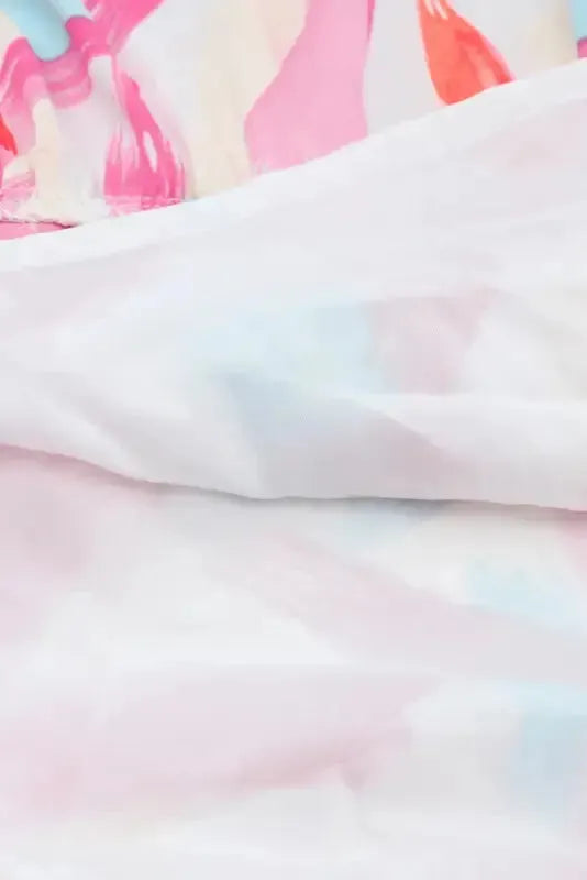 Pink Brush Stroke Smocked Ruffle Dress - Fashionfitz