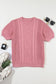 Pink cable knit short sleeve sweater | fashionfitz