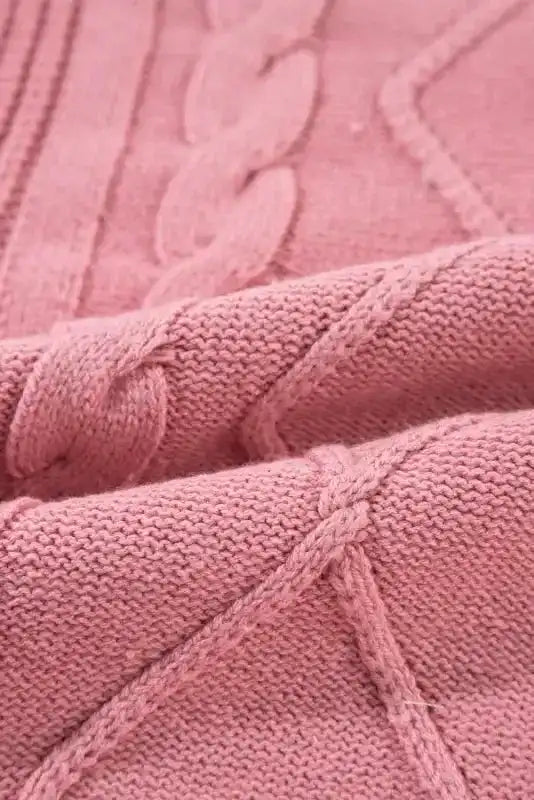 Pink Cable Knit Short Sleeve Sweater - Fashionfitz