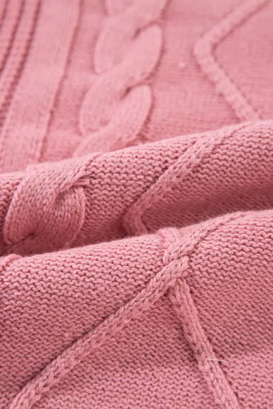 Pink cable knit short sleeve sweater | fashionfitz