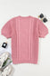 Pink cable knit short sleeve sweater | fashionfitz