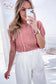 Pink cable knit short sleeve sweater | fashionfitz