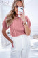 Pink cable knit short sleeve sweater | fashionfitz