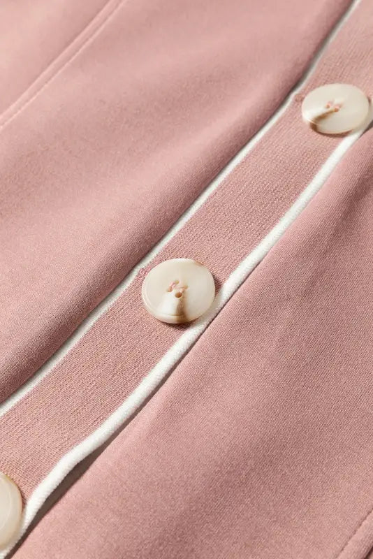 Pink cardigan - contrast trim buttoned