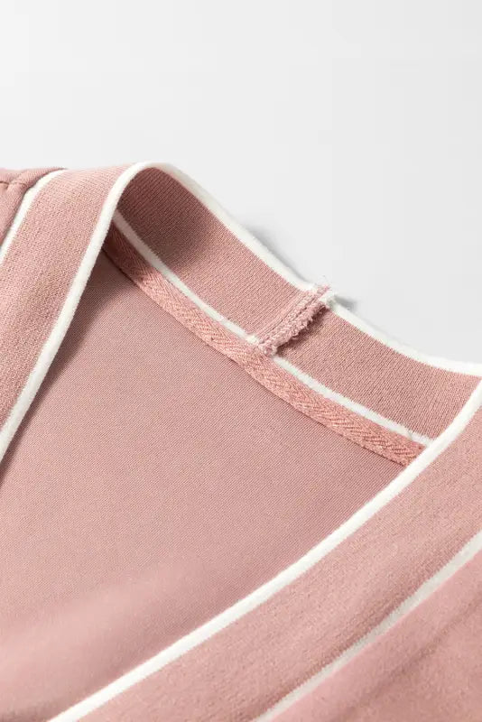 Pink cardigan - contrast trim buttoned