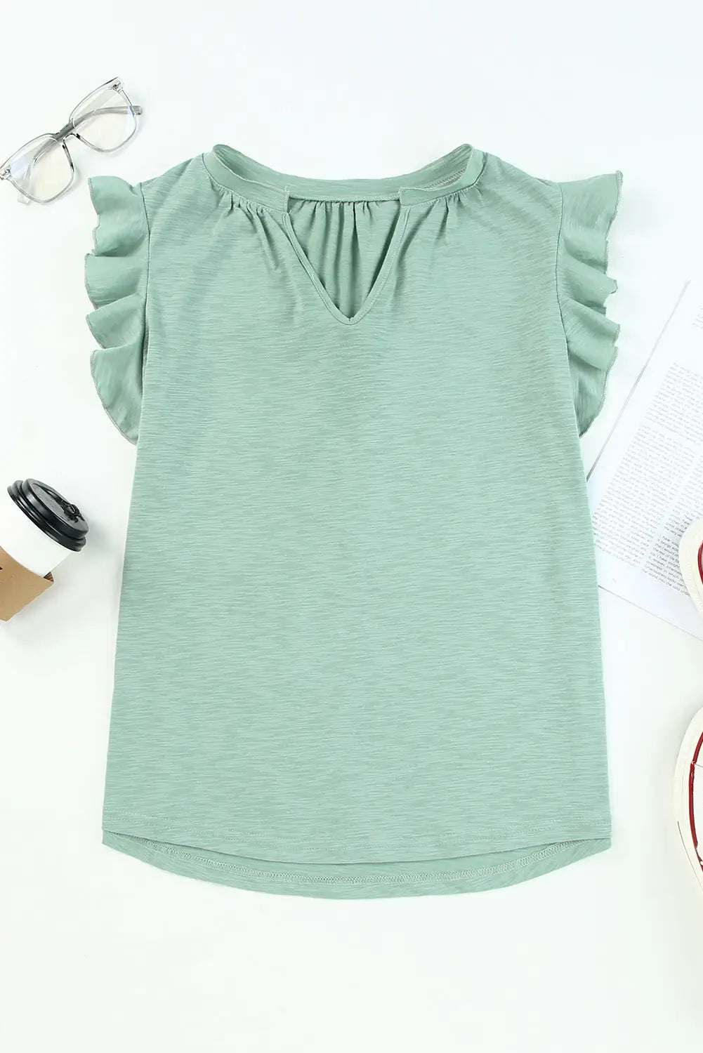 Pink casual solid v neck tee - tops