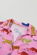 Pink Cheetah Print Shirt and Pants Pajama Set - Fashionfitz