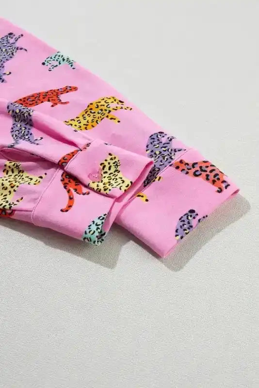 Pink Cheetah Print Shirt and Pants Pajama Set - Fashionfitz