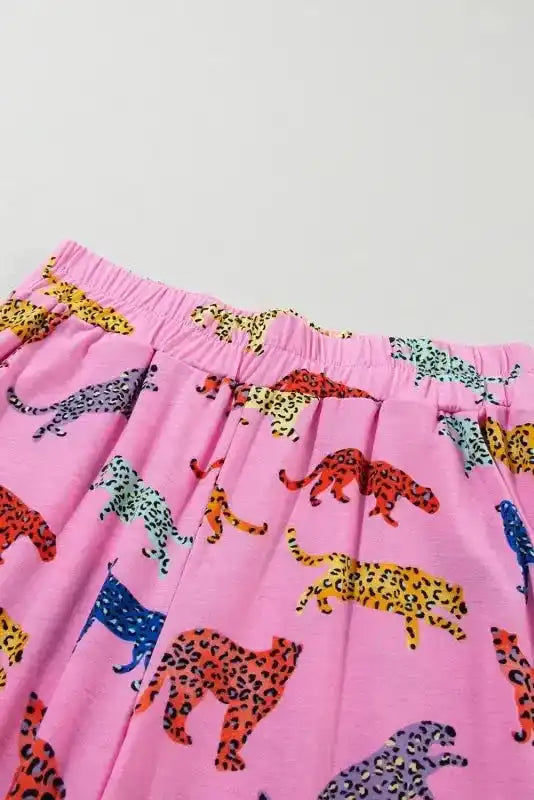 Pink Cheetah Print Shirt and Pants Pajama Set - Fashionfitz