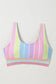 Pink chevron hollowed trim 2pcs rainbow stripe bikini