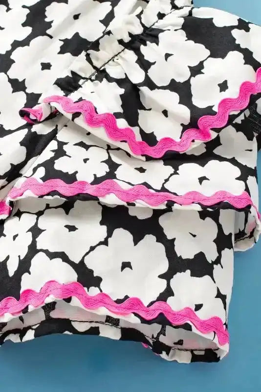 Pink Chic Blouse - Floral Layered Ruffle Sleeve - Fashionfitz