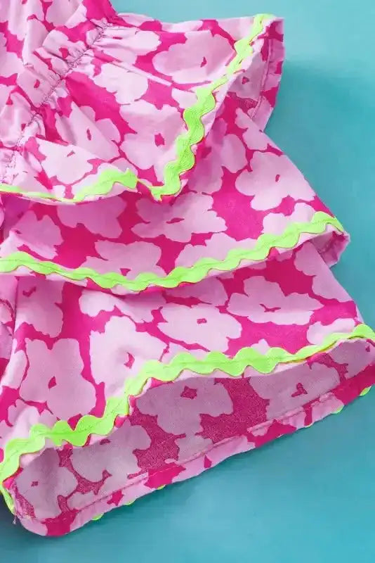 Pink Chic Blouse - Floral Layered Ruffle Sleeve - Fashionfitz