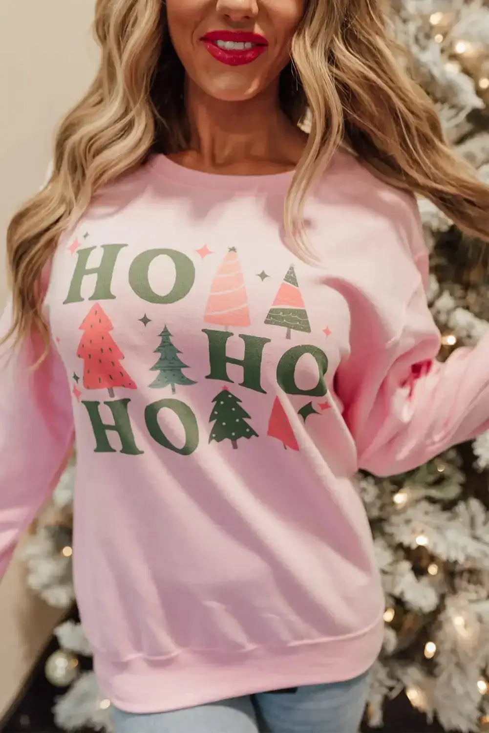 Pink christmas jolly letter print pullover sweatshirt - pink1 / s 70% polyester + 30% cotton graphic