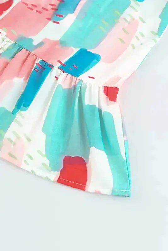Pink Color Block Ruffled Mock Neck Ruffled Top - Fashionfitz