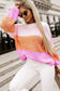 Pink colorblock drop shoulder pullover loose sweater - sweaters & cardigans