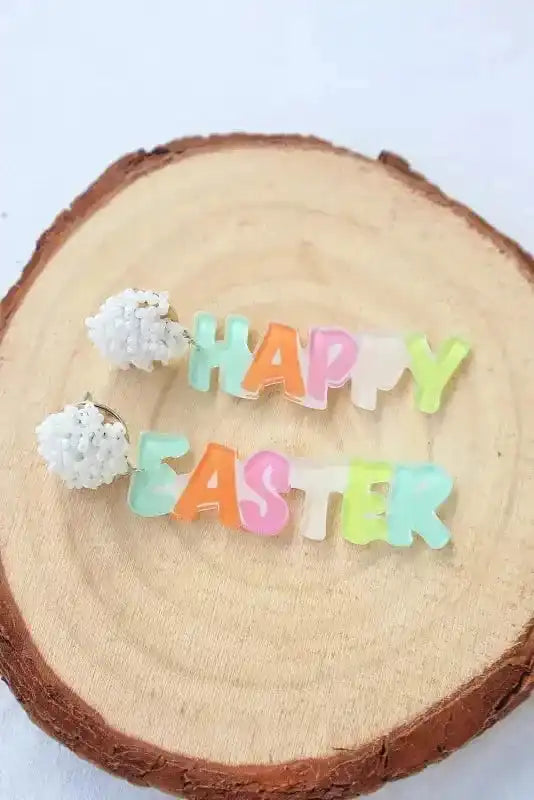 Pink Colorful HAPPY EASTER Drop Earrings - Fashionfitz