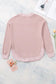 Pink crew neck ribbed trim waffle knit top - long sleeve tops